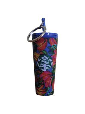Starbucks Farm Rio Mini Cup Keychain Tropical Blue Green Print Storage Holder